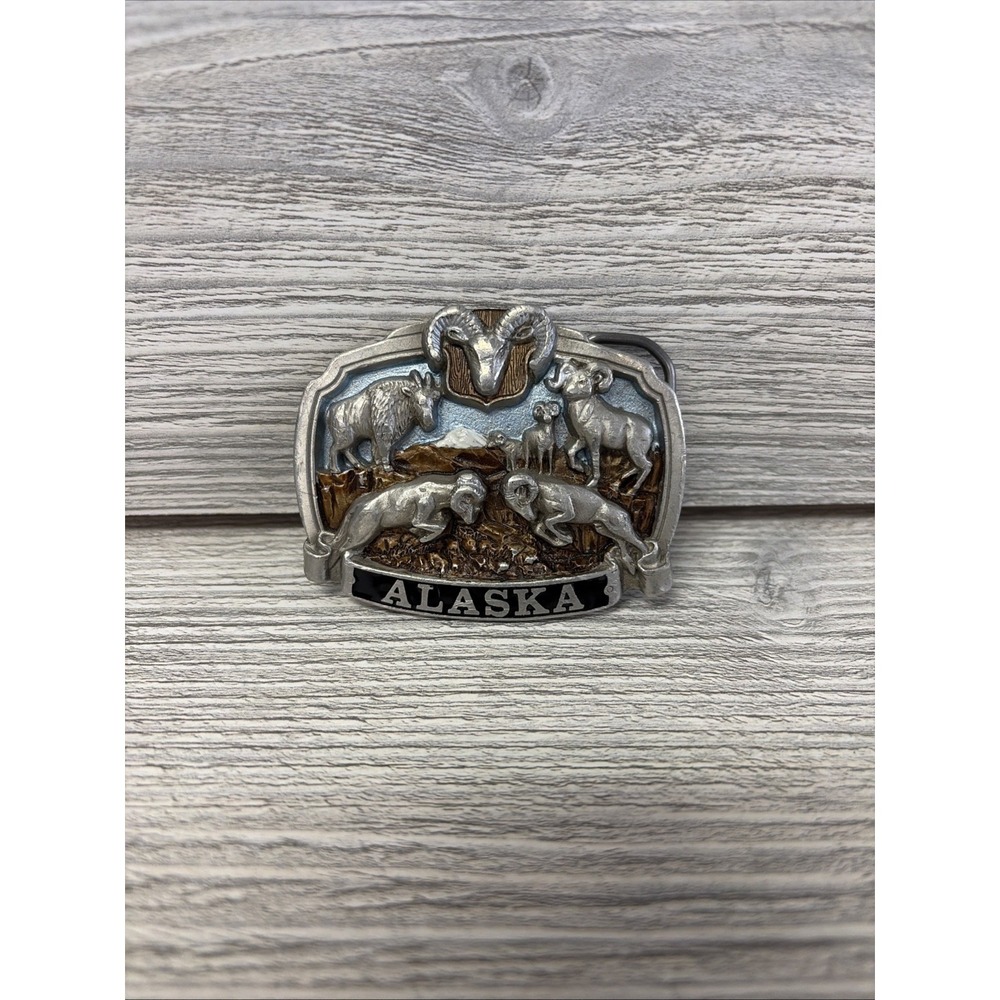VTG Great American Buckle Alaska Belt Buckle Vintage 1985 Pewter (c5)